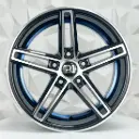 RIN 17X7.5 5-100 R1 SPORT 5053HB BLACK MACHINE FACE + INNER LIP BLUE ET30 CB67.1