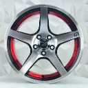 RIN 15X7 4-100/114.3 R1 SPORT 1318 BLACK MACHINE RED UNDERCUT* ET5 CB73.1 