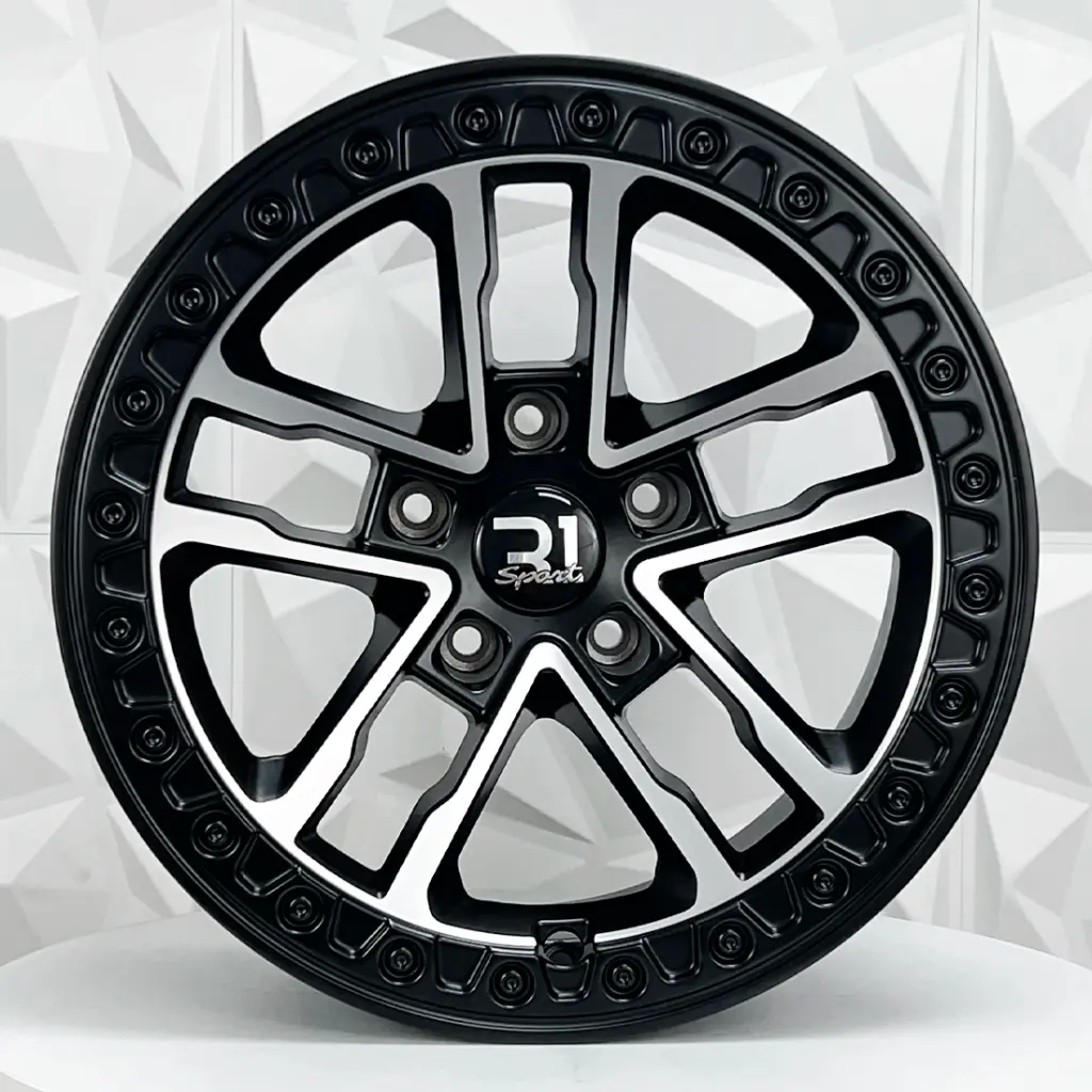 RIN 17X9 5-127 R1 SPORT YF5691 MATE BLACK MACHINE FACE+RIVETS* ET-10 CB71.56