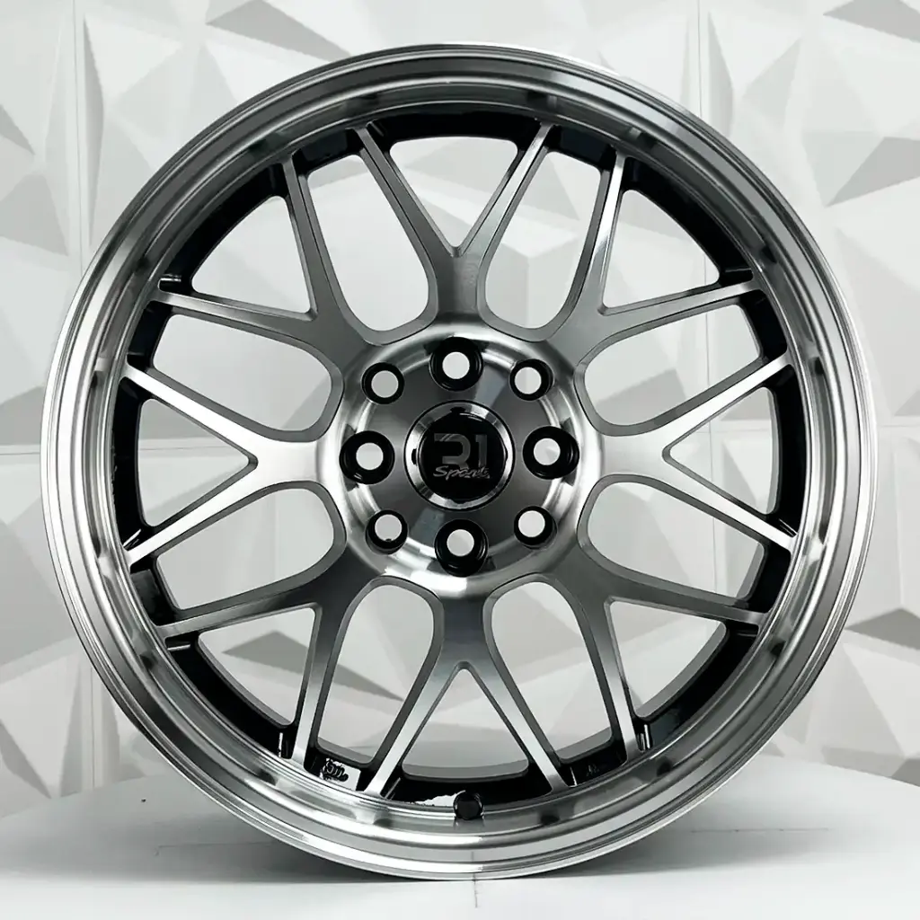 RIN 16X8 4-100/114.3 R1 SPORT SH37 BLACK MACHINE FACE MACHINE LIP ET15 CB73.1
